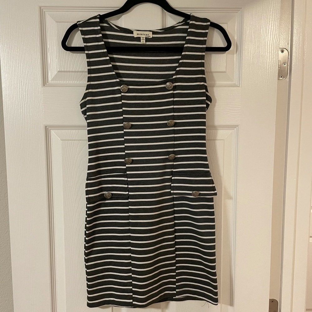 Striped bodycon dress with sailor buttons